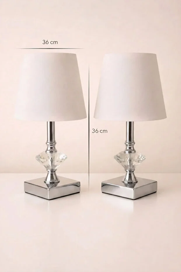 Star Gümüş-beyaz Abajur 2 Adet